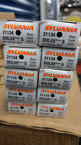 New, 10 Pack Sylvania 21134 CF13DS/841/ECO 13-Watt 4100K 2-Pin Single Tube Compact Fluorescent